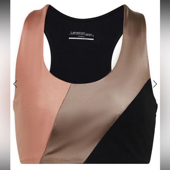 LANSTON SPORT Finn Colorblocked Sports Bra In Black Size Small - Picture 1 of 7